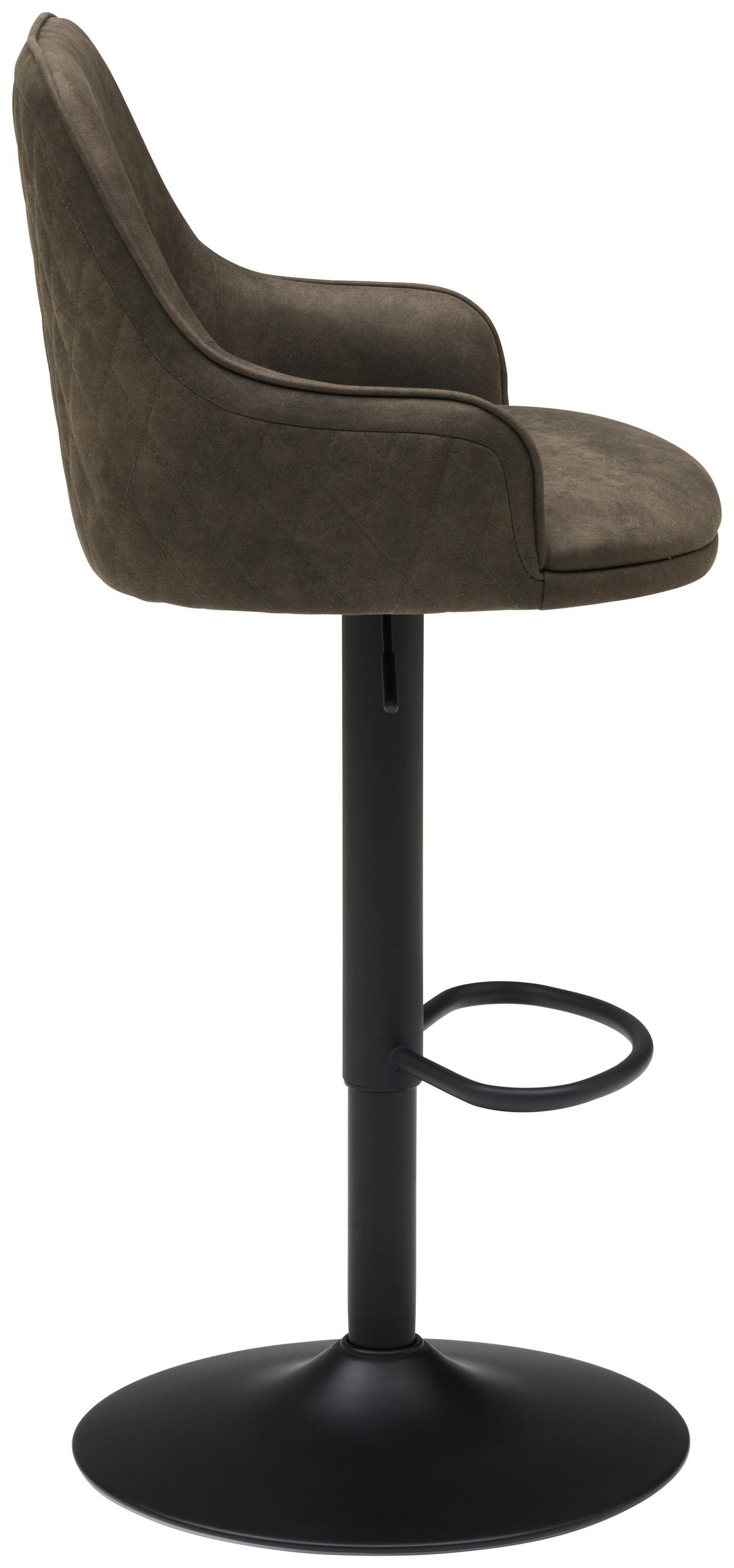 Barhocker Höhenverstellbar Mit Lehne Weda Webstoff Grau - Schwarz/Grau, KONVENTIONELL, Textil/Metall (50/90-111/51cm) - MID.YOU