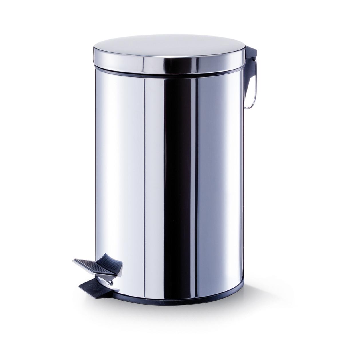 Treteimer Silberfarben Schwarz B: 27 Cm - Silberfarben/Schwarz, Basics, Kunststoff/Metall (27/39/27cm) - Zeller Present