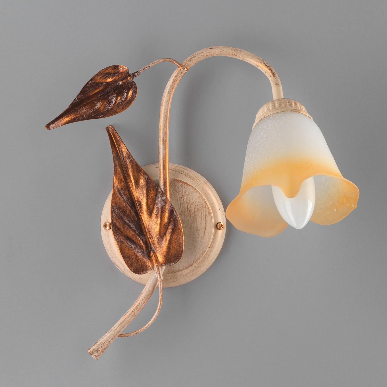 Wandleuchte 4647/ap1 - Beige/Weiß, Natur, Glas/Metall (30/30/35cm)