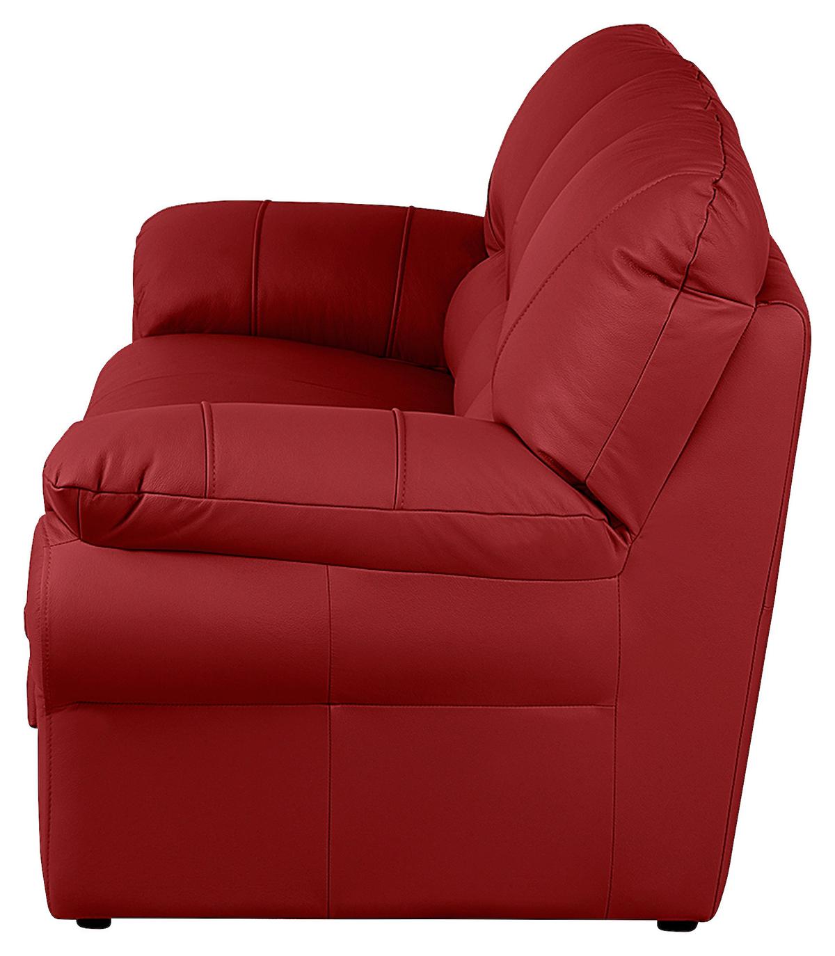 3-Sitzer-Sofa Oslo Rot B: 205 cm - Rot/Schwarz, Design, Leder (205/92/85cm) - Livetastic
