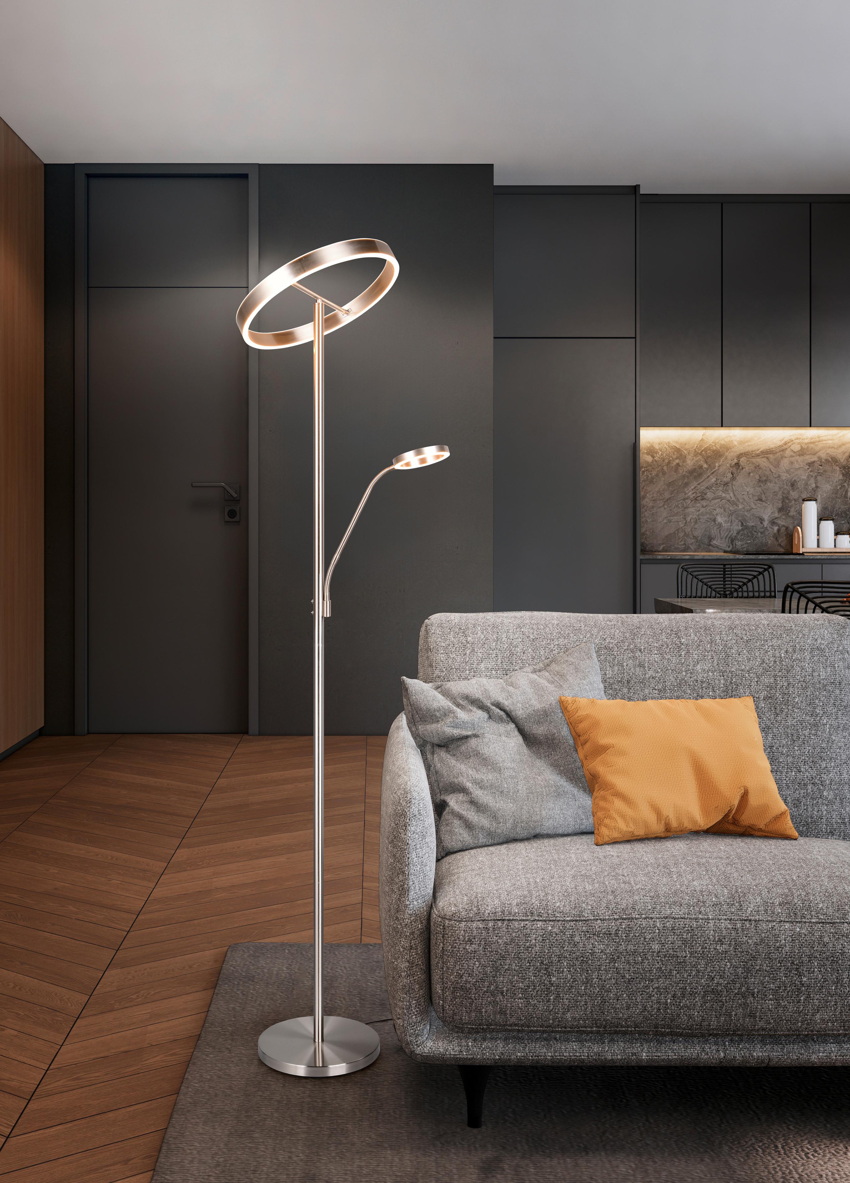 LED-Stehleuchte 449510207 Willis - Nickelfarben, Design, Metall (40/180cm) - Trio Leuchten