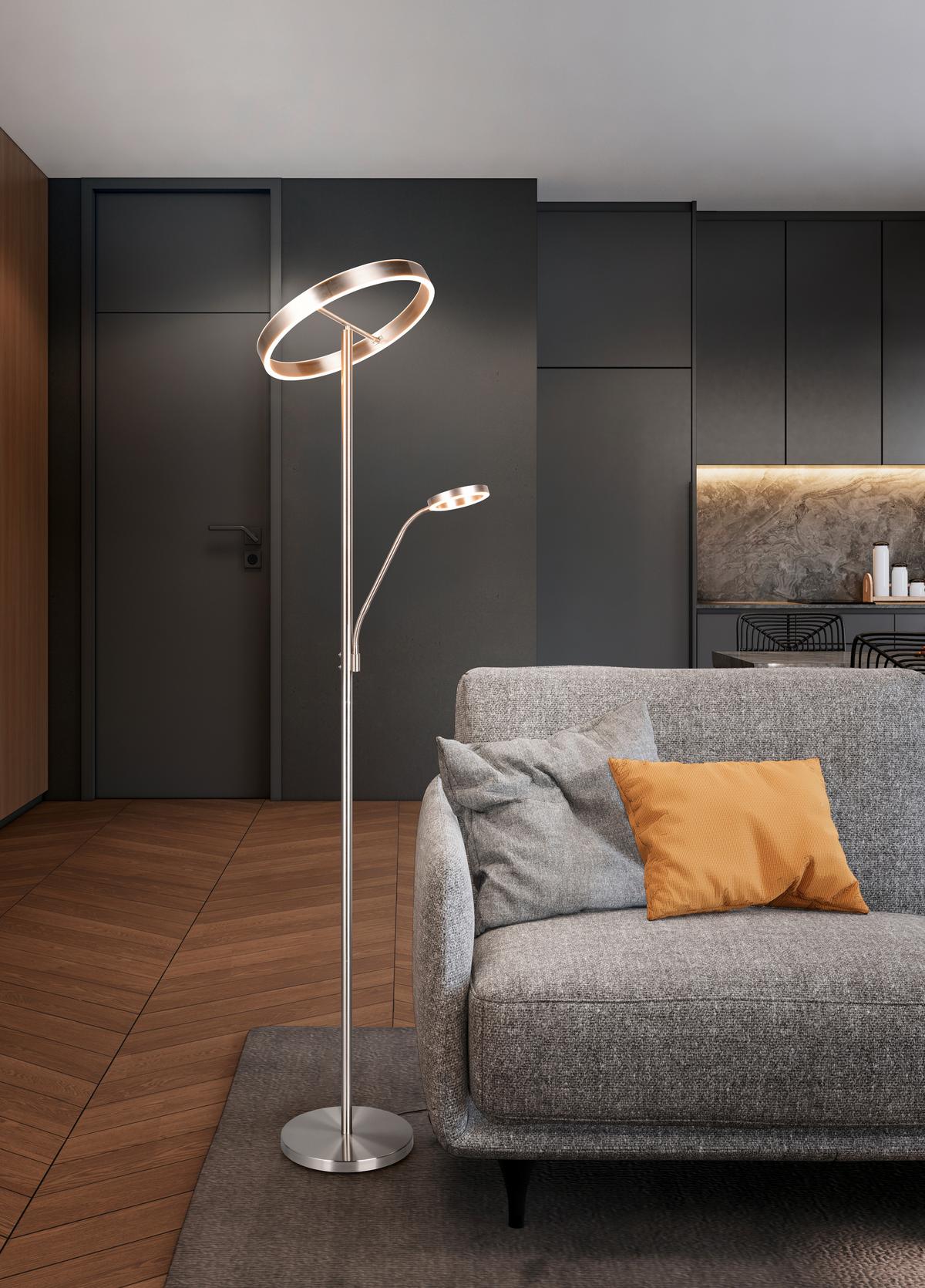 LED-Stehleuchte 449510207 Willis - Nickelfarben, Design, Metall (40/180cm) - Trio Leuchten
