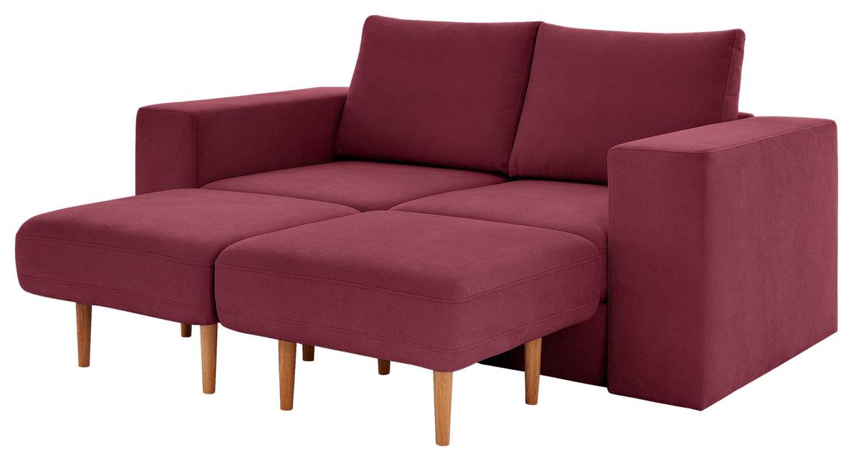 4-Sitzer-Sofa Looks Rot/Beere - Eichefarben/Beere, Design, Textil (252/96/107cm) - LOOKS by W.Joop