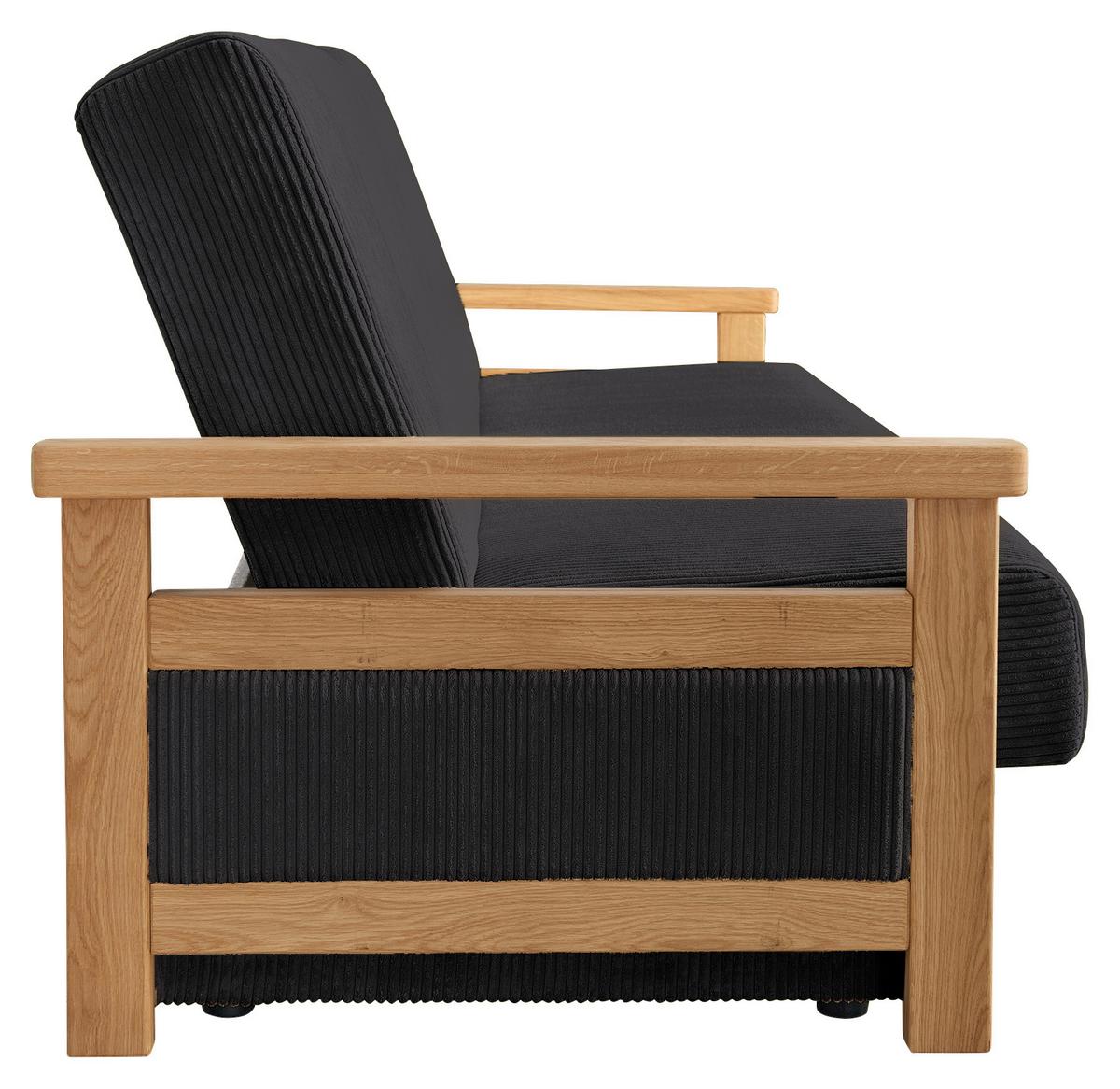 Schlafsofa Malaga Schwarz B: 220cm - Schwarz/Naturfarben, Design, Holz/Textil (220/90/90cm) - P & B