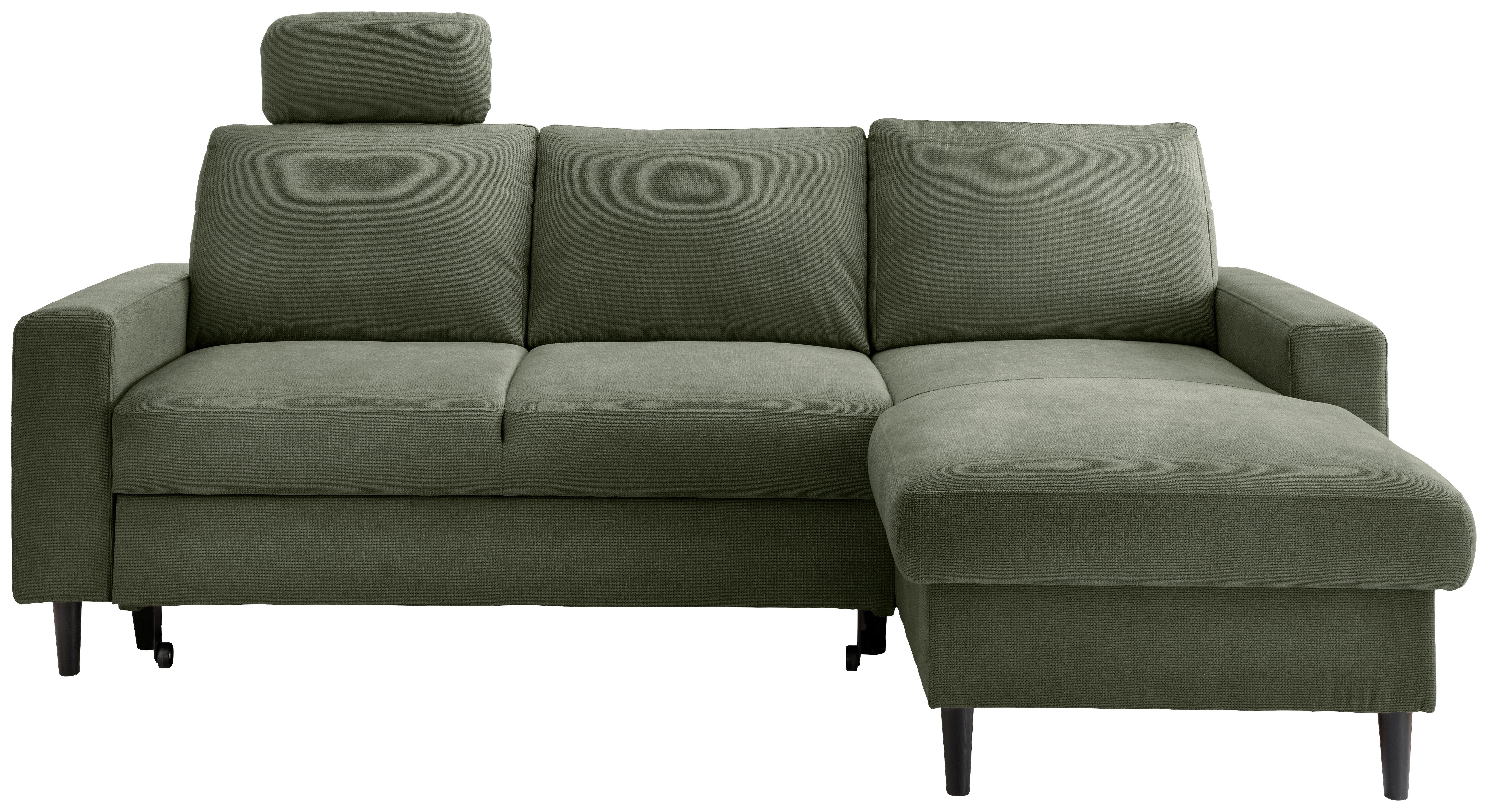 Eckschlafsofa Passione Dunkelgrün S: 234x147 cm - Dunkelgrün/Schwarz, MODERN, Textil (234/147cm) - Livetastic