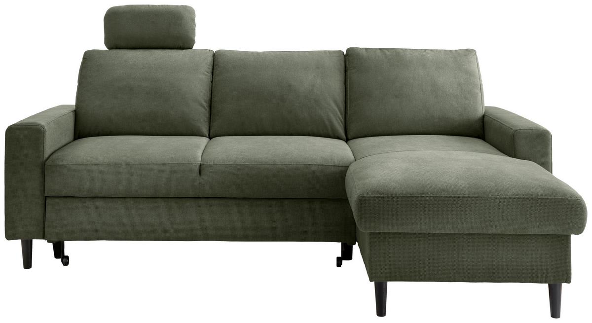 Eckschlafsofa Passione Dunkelgrün S: 234x147 cm - Dunkelgrün/Schwarz, MODERN, Textil (234/147cm) - Livetastic