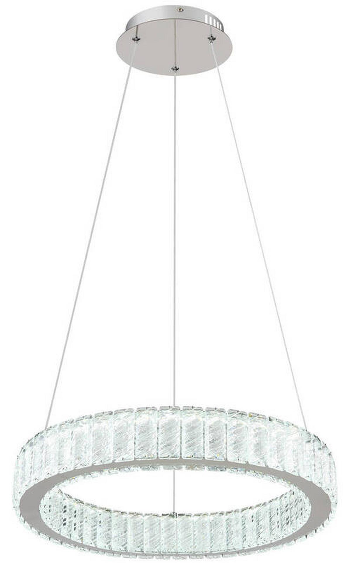 Led Függőlámpa 67162-50 - krómszínű/áttetsző, Design, műanyag/fém (50/120cm) - Globo