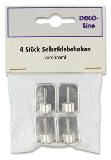 Wandhaken 4er-set Selbstklebend Chrom - Chromfarben, KONVENTIONELL, Kunststoff/Metall - Ondega