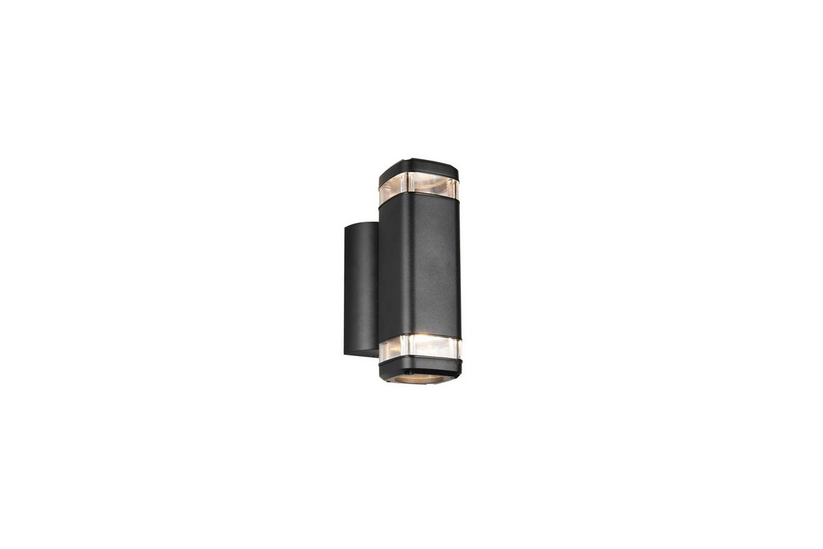 AUßENWANDLEUCHTE Outdoor, 2flg., Schwarz, - Schwarz, Design, Metall (7/13,5/21cm)