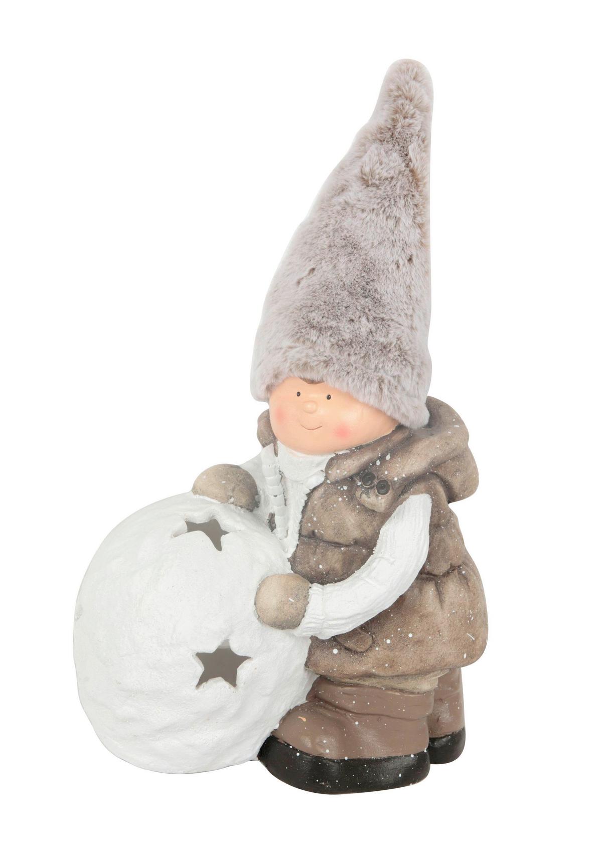 LED-Weihnachtsfigur Erwin - Beige/Schwarz, KONVENTIONELL, Textil/Stein (30/20/40cm) - Luca Bessoni