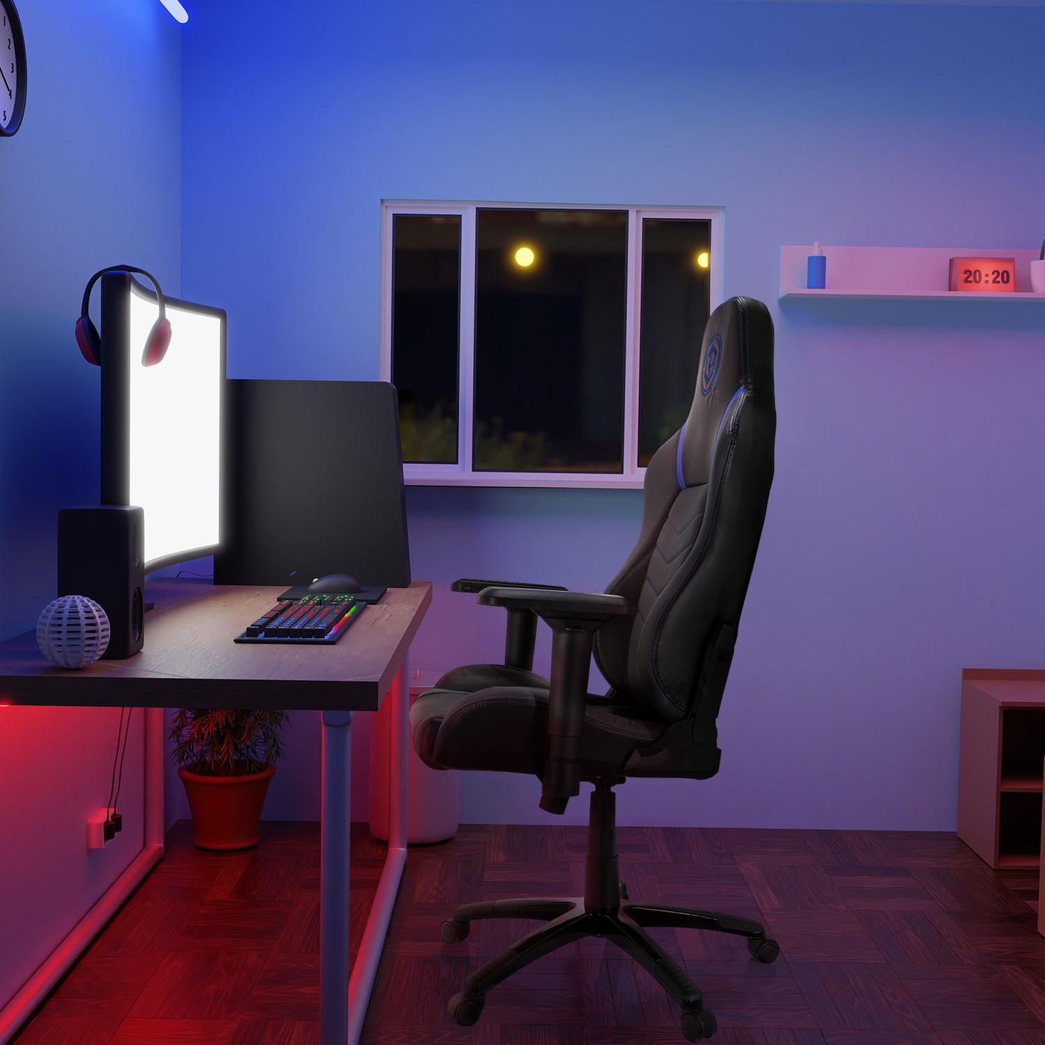 Gamingstuhl Gamebreaker Polarys I Blau/Grau/Schwarz - Blau/Schwarz, MODERN, Kunststoff/Textil (74/133/62cm) - MID.YOU