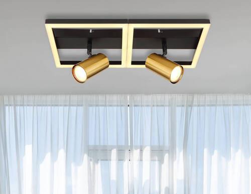 Led Falilámpa 57032-2 - fekete/sárgarézszínű, Design, műanyag/fém (44/22/15,5cm) - Globo