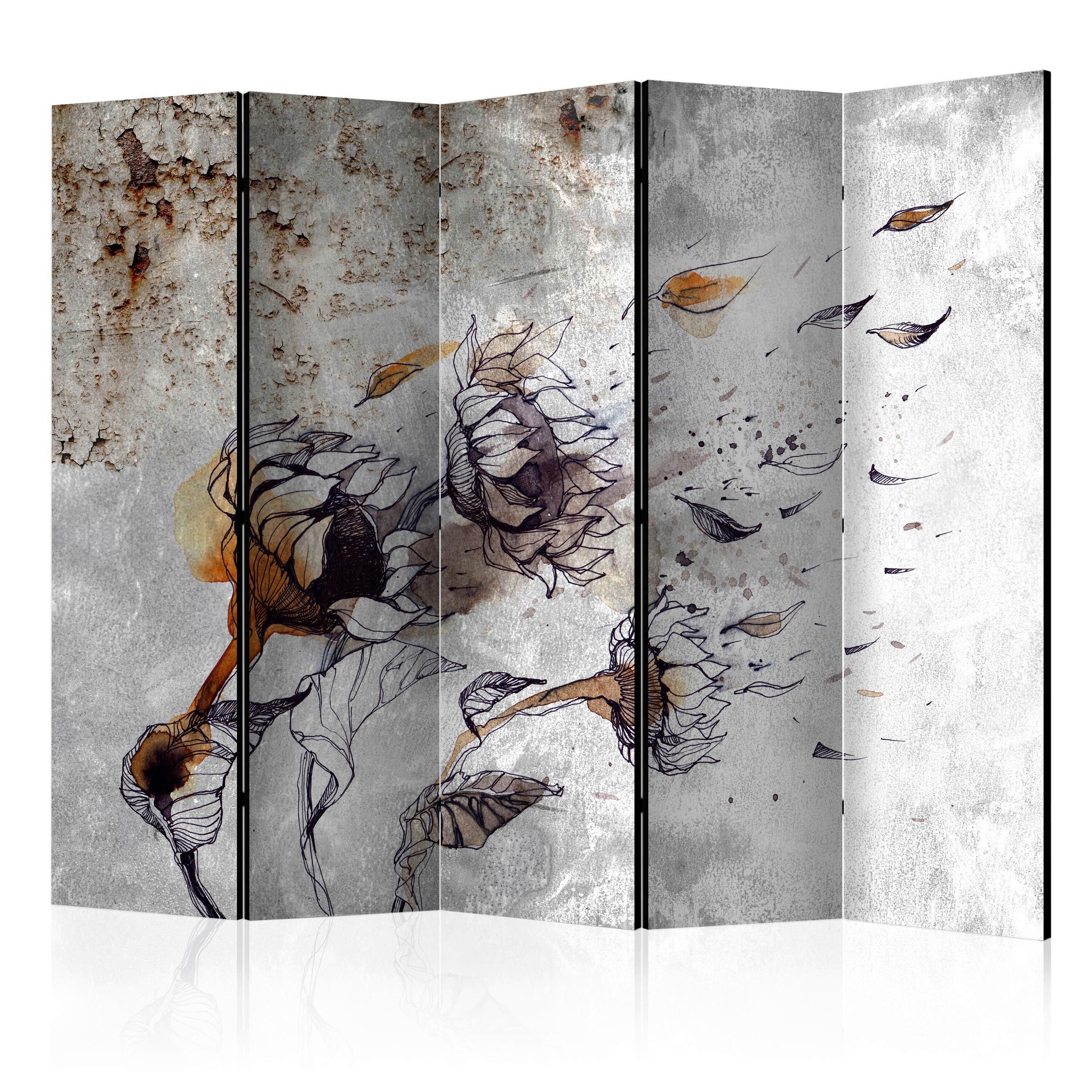 PARAVENT Braun Grau B: 225 cm - Braun/Grau, Basics, Holz/Textil (225/172/3cm) - artgeist
