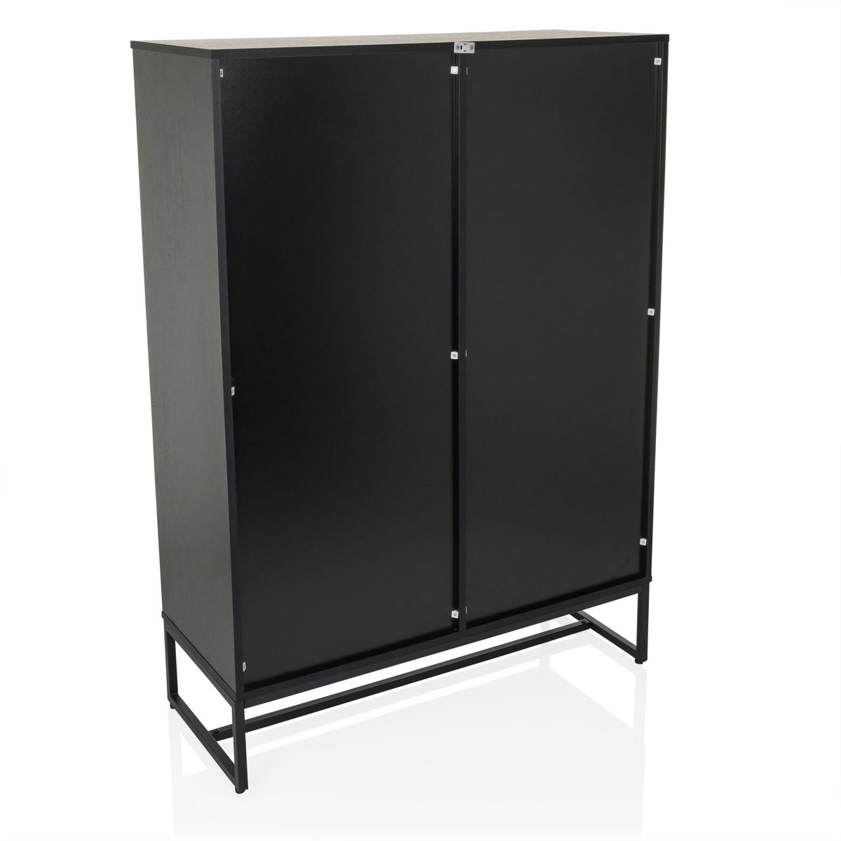 Highboard Amio Eichefarben, Schwarz B: 100 Cm - Eichefarben/Schwarz, MODERN, Holzwerkstoff (100/140/40cm) - MID.YOU