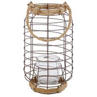 Windlicht Metall Grau/ Naturfarben Ø 21 Cm - Naturfarben/Grau, MODERN, Metall (21/37cm)