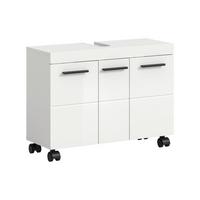 Waschbeckenunterschrank Nova Weiß B: 80cm - Weiß Hochglanz/Schwarz, Trend, Holzwerkstoff (80/58/30cm) - MID.YOU