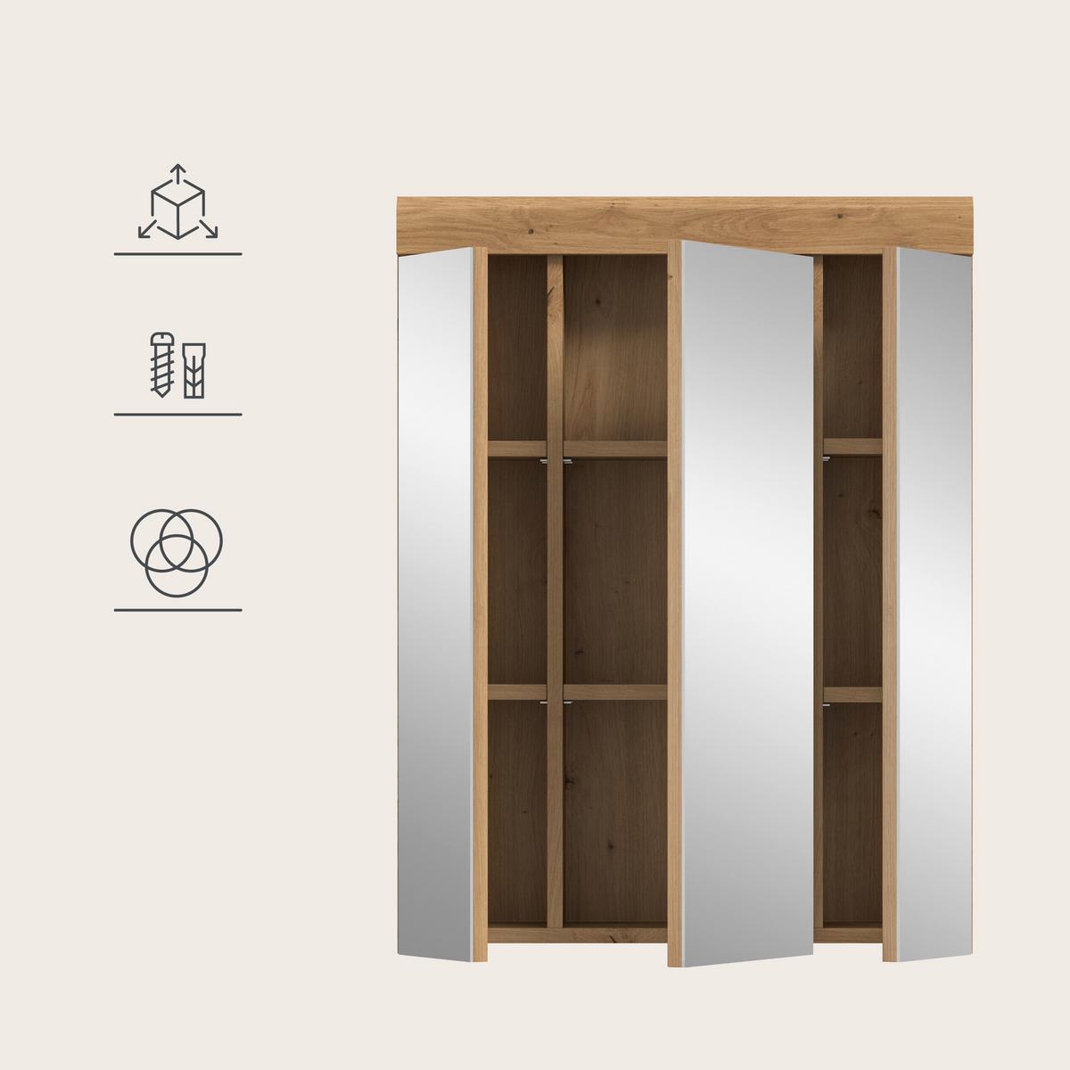 Spiegelschrank Scout Eiche Artisan Dekor B: 60cm - Eiche Artisan, Trend, Glas/Holzwerkstoff (60/79/18cm) - MID.YOU