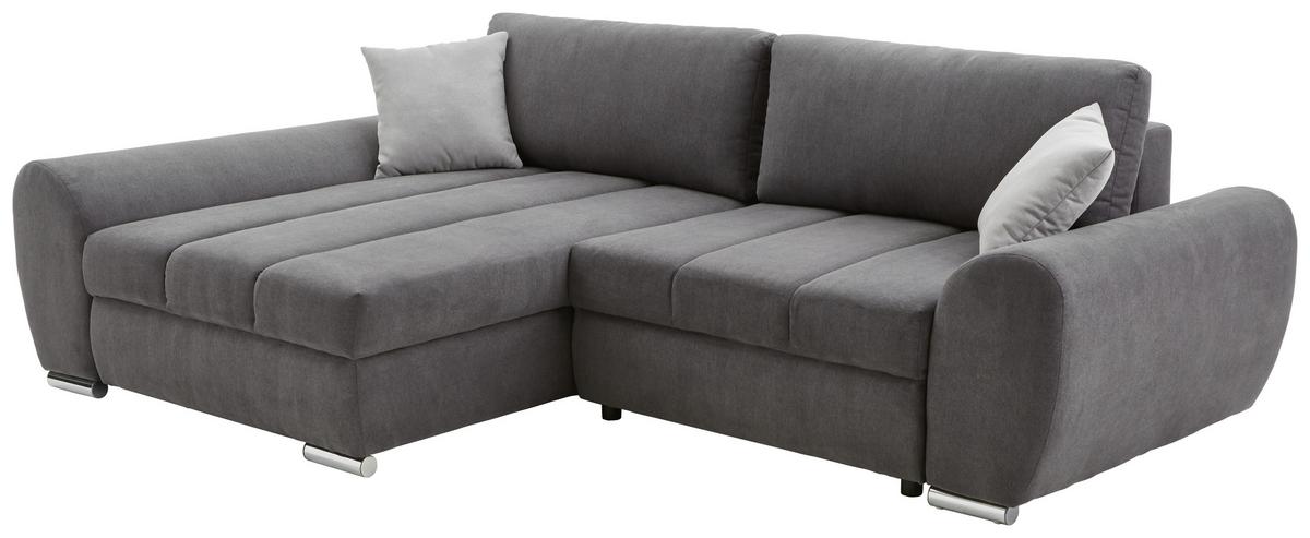 Ecksofa Mit Bettkasten Glasgow Dunkelgrau - Chromfarben/Dunkelgrau, KONVENTIONELL, Textil (175/270cm) - MID.YOU