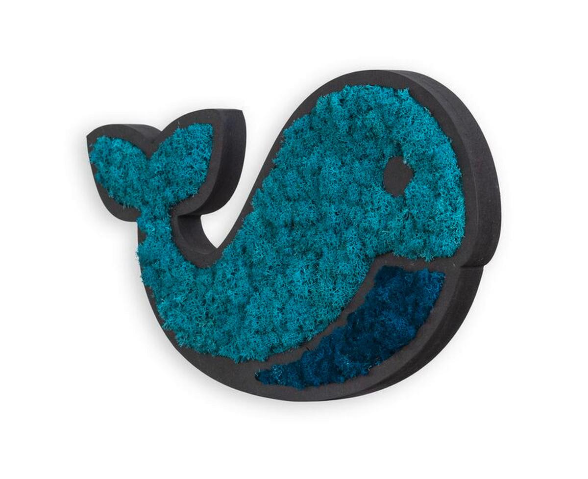 Moosbild Blau B: 37,5 cm - Blau/Schwarz, Basics, Naturmaterialien/Holz (37,5/27/2cm)