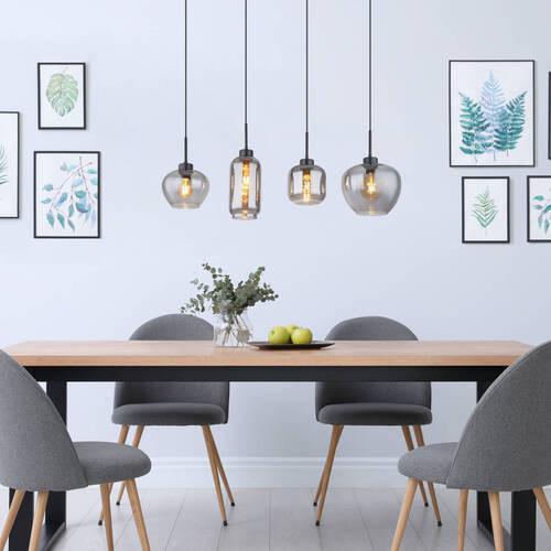 Hängeleuchte 4-Flammig Indoor - Schwarz, Design, Glas/Kunststoff (99,5/24/120cm) - Globo