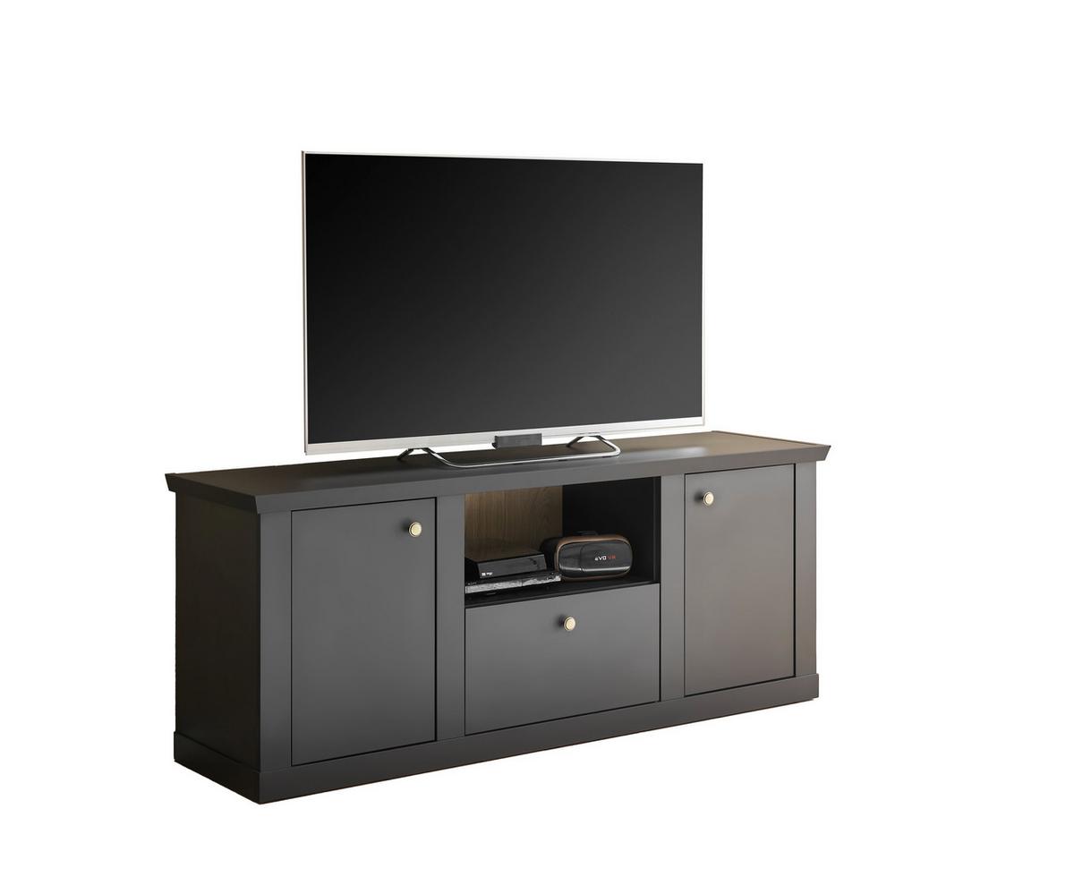 Lowboard Lincoln Schwarz/Eichefarben B: 158cm - Eichefarben/Schwarz, Design, Holzwerkstoff (158/62/42cm) - MID.YOU