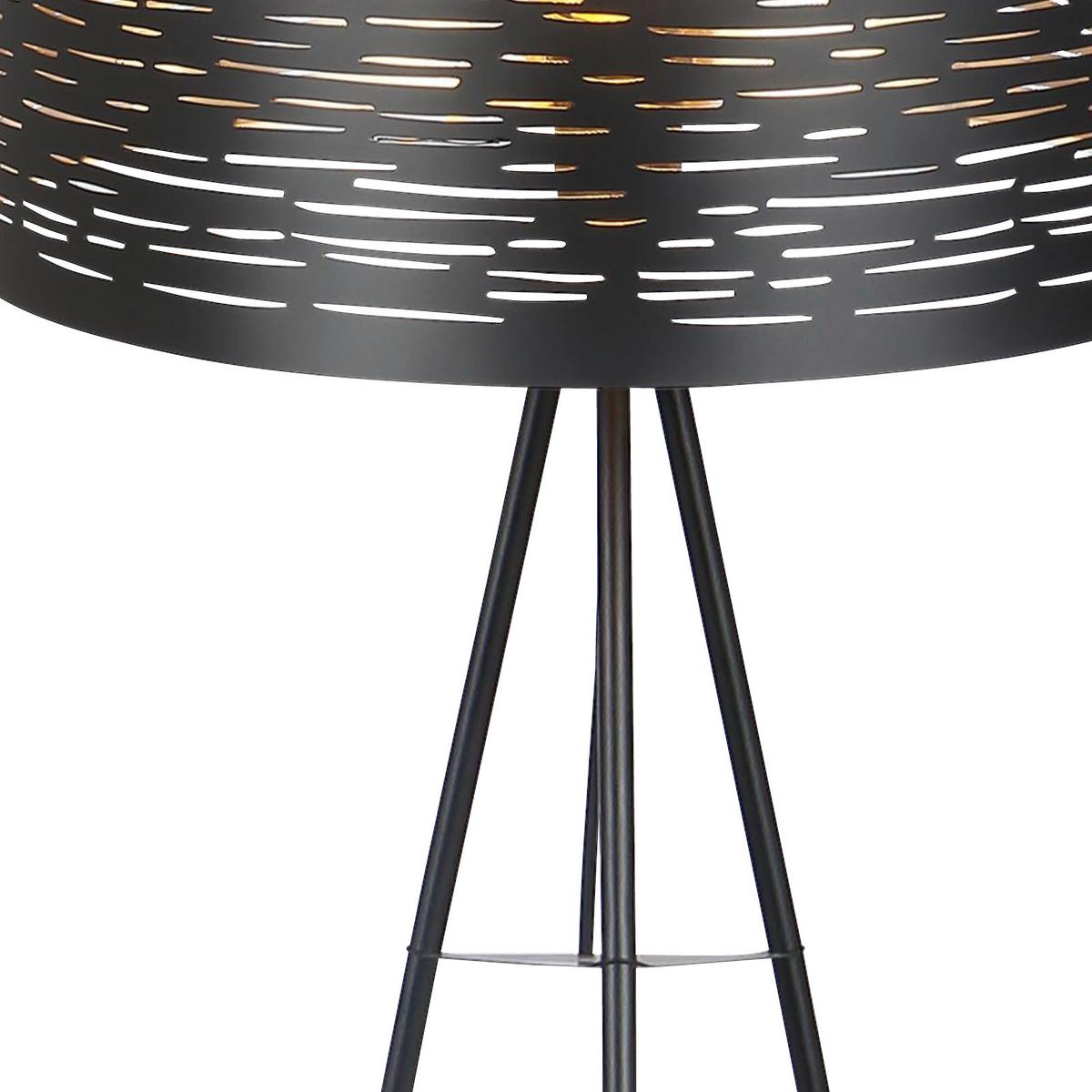 Stehlampe Tunno Schwarz/gold, Dreibeinig - Goldfarben/Schwarz, Design, Kunststoff/Metall (69/153cm) - Globo