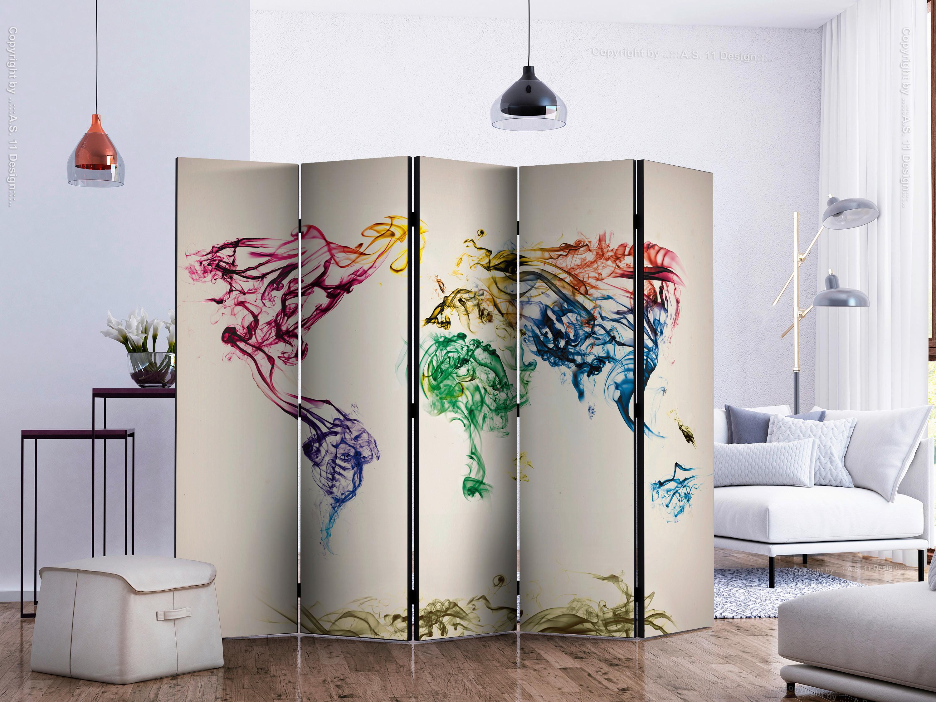 Paravent Multicolor B: 225 cm - Multicolor, Basics, Holz/Textil (225/172/3cm) - artgeist