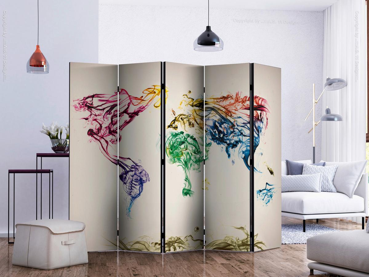 Paravent Multicolor B: 225 Cm - Multicolor, Basics, Holz/Textil (225/172/3cm) - artgeist