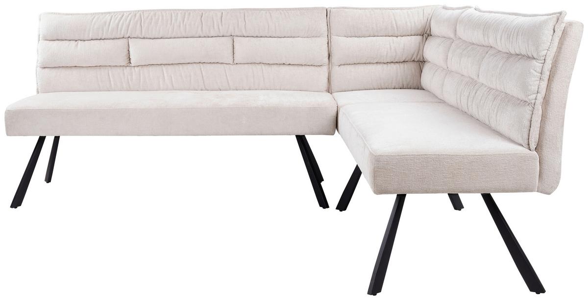 Eckbank YURi Beige, Schenkel: 176x214 cm - Beige/Schwarz, LIFESTYLE, Textil/Metall (176-214/68/88cm) - Livetastic