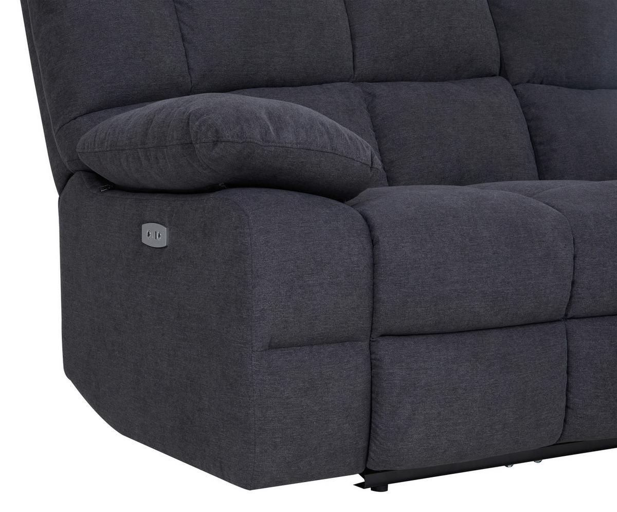 2,5-miestna pohovka BOLTON, sivá, el.relaxačná funkcia - sivá, Basics, kov/drevo (208/103,5/96,5cm)