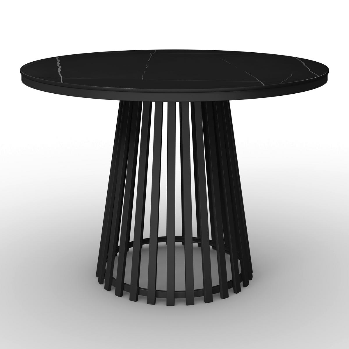 Jedálenský stôl Pela, P: 110 cm - čierna, Modern, kov/kompozitné drevo (110/110/75cm) - Bessagi Home