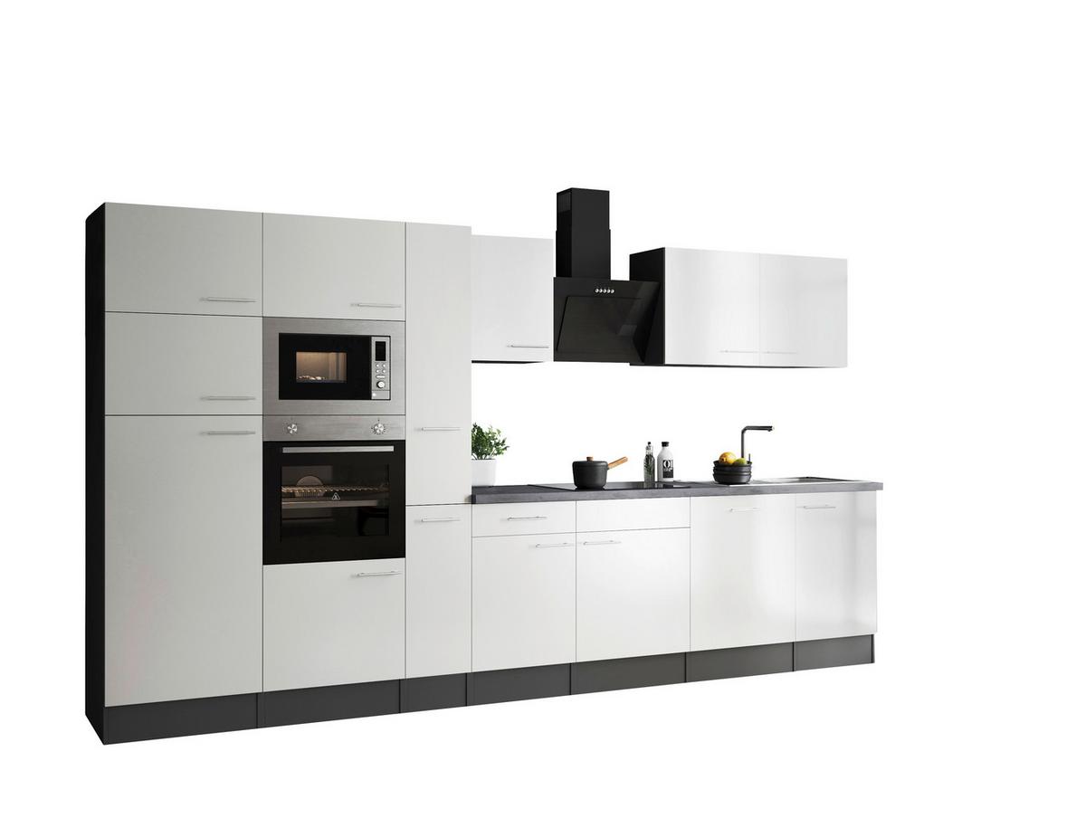 Küchenblock Oliver Grau, Weiß B: 370 Cm - Weiß/Grau, Design, Holzwerkstoff (370cm) - Respekta