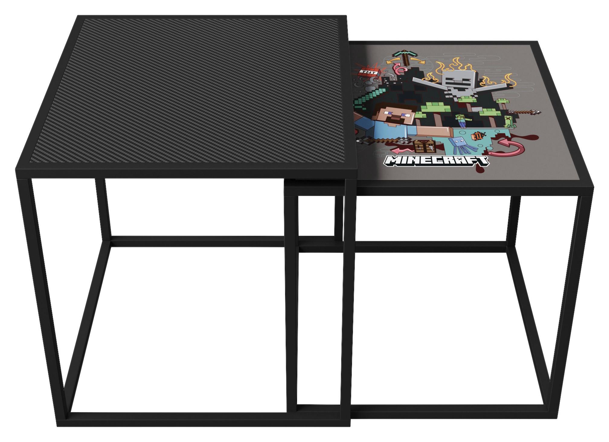 Beistelltischset Minecraft - Schwarz, MODERN, Holzwerkstoff/Metall (45/48/45cm) - Minecraft