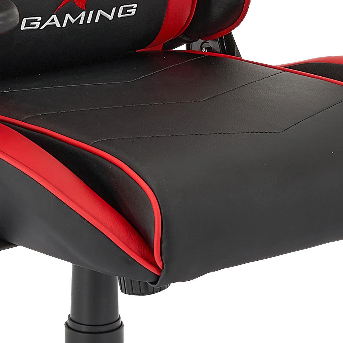 Gaming Stuhl Genf M. Armlehnen + Stützkissen Schwarz/rot - Rot/Schwarz, MODERN, Kunststoff/Textil (70/137/57cm)