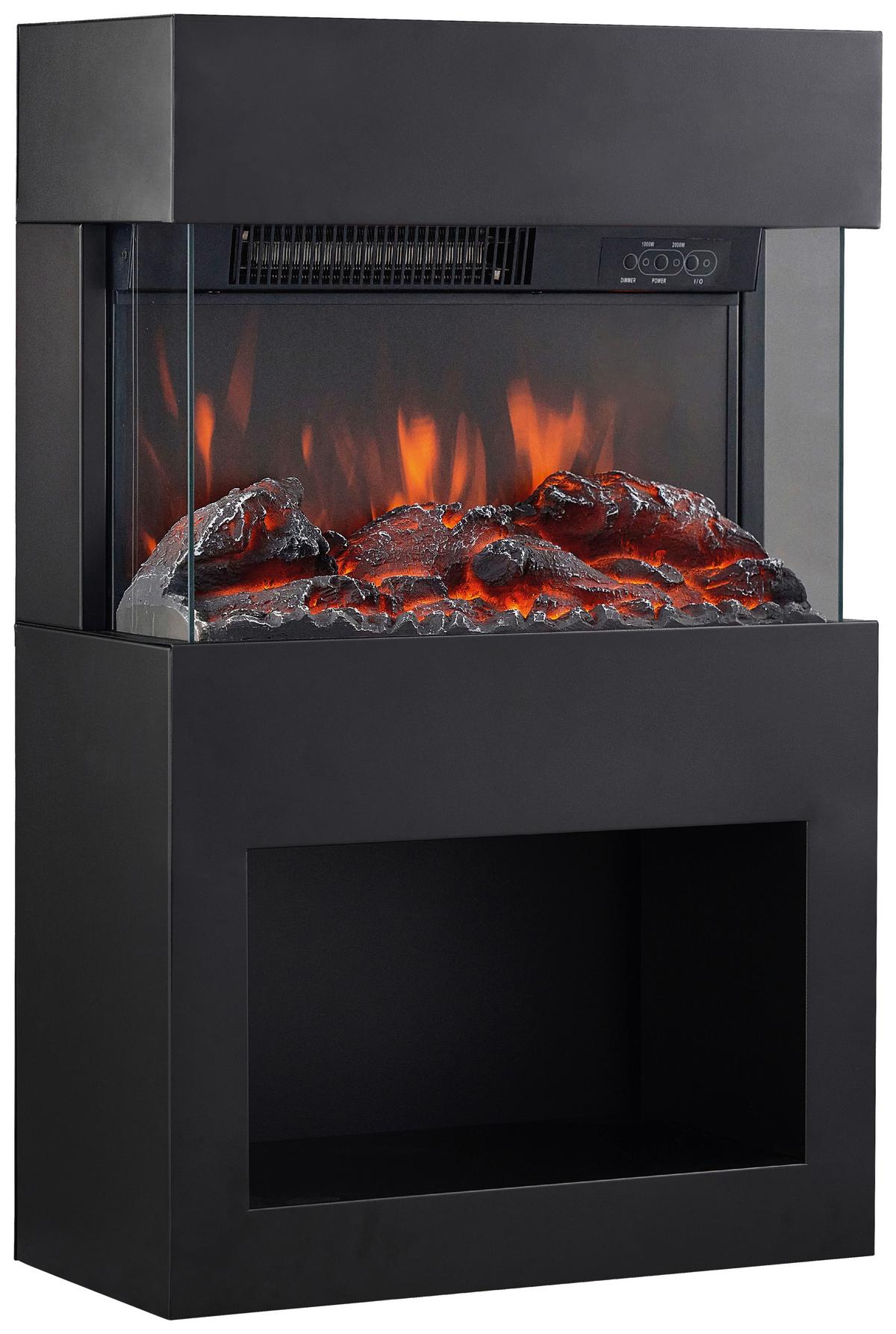 Elektrokamin Henri - Schwarz, Basics, Glas/Metall (48,0/75,0/21,7cm)