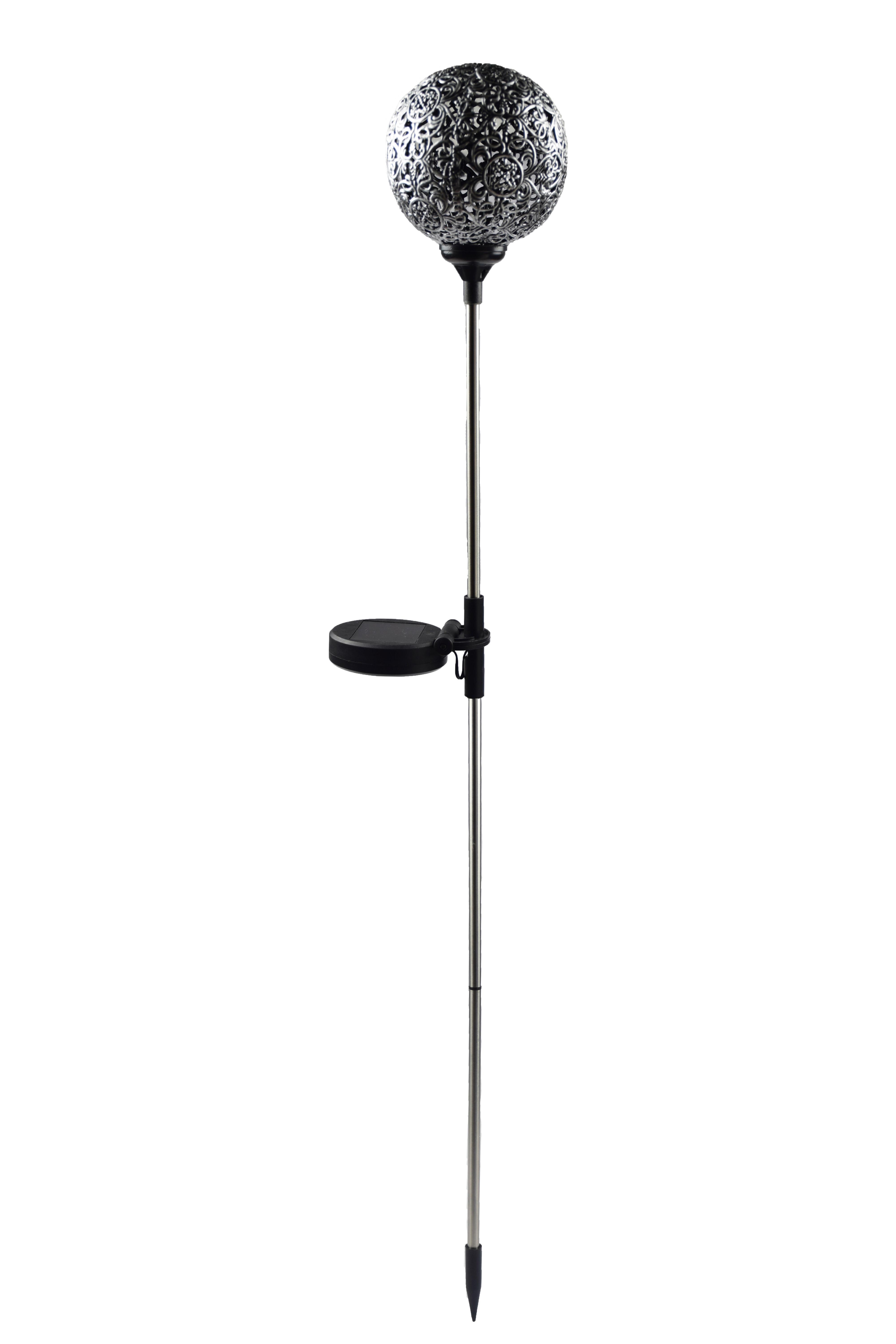 Solarleuchte mit Erdspieß Schwarz Brittany 1xled H: 85cm - Edelstahlfarben/Schwarz, KONVENTIONELL, Metall (10/85cm) - Homezone