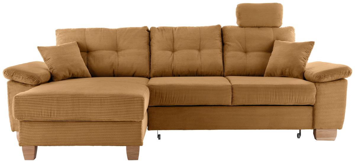 Ecksofa Brizzini Goldfarben S: 176x270 Cm - Goldfarben/Naturfarben, MODERN, Textil (176/270cm) - Livetastic