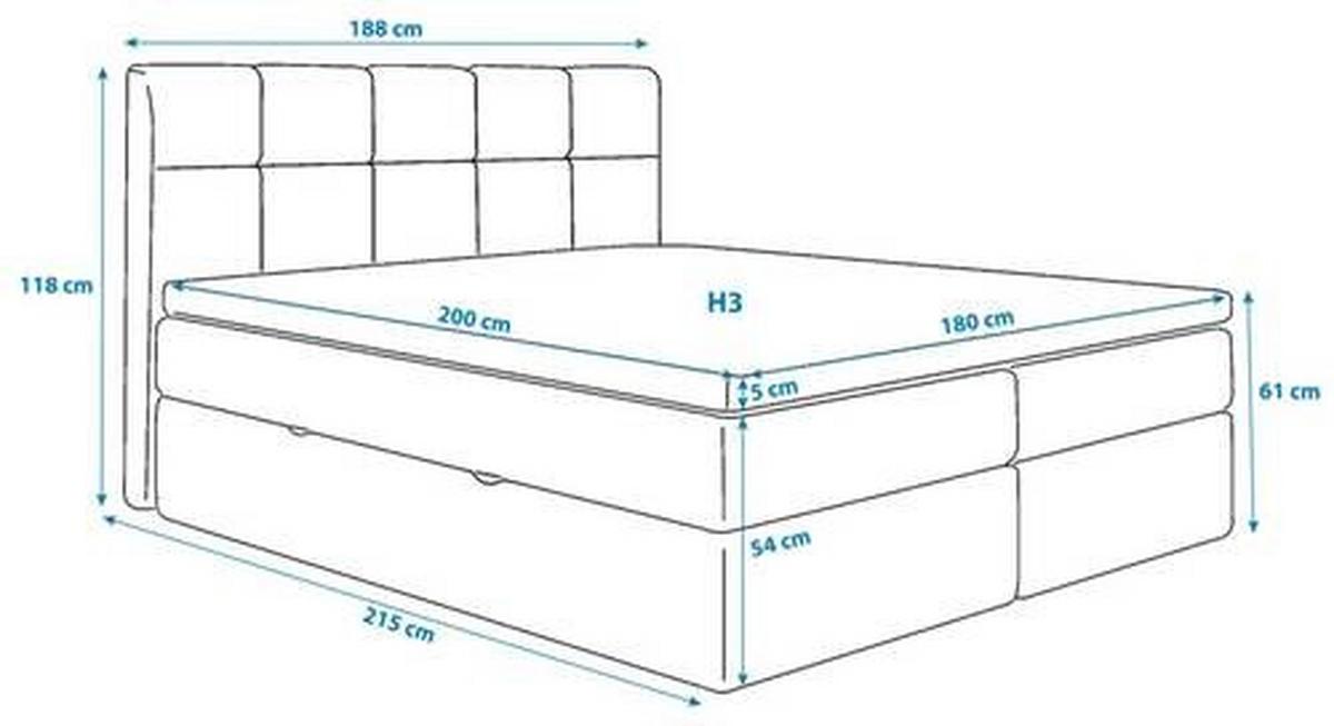 Boxbett Lorie Ii - Schwarz/Dunkelblau, MODERN, Holz/Holzwerkstoff (180/200cm) - MID.YOU