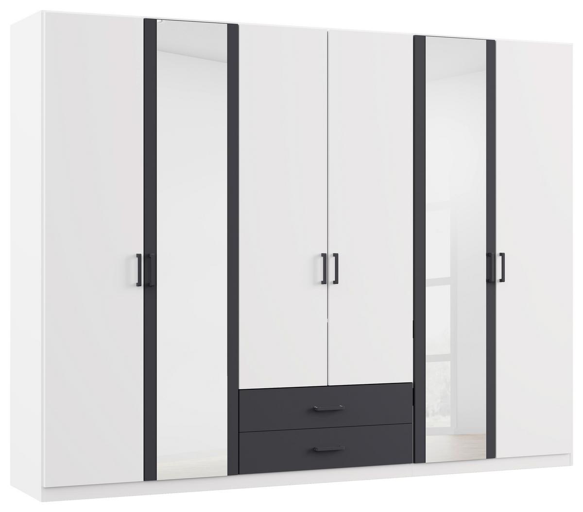 Drehtürenschrank Mit Spiegel B: 271 cm Despina Grau / Weiß - Weiß/Grau, KONVENTIONELL, Holzwerkstoff (271/210/54cm)