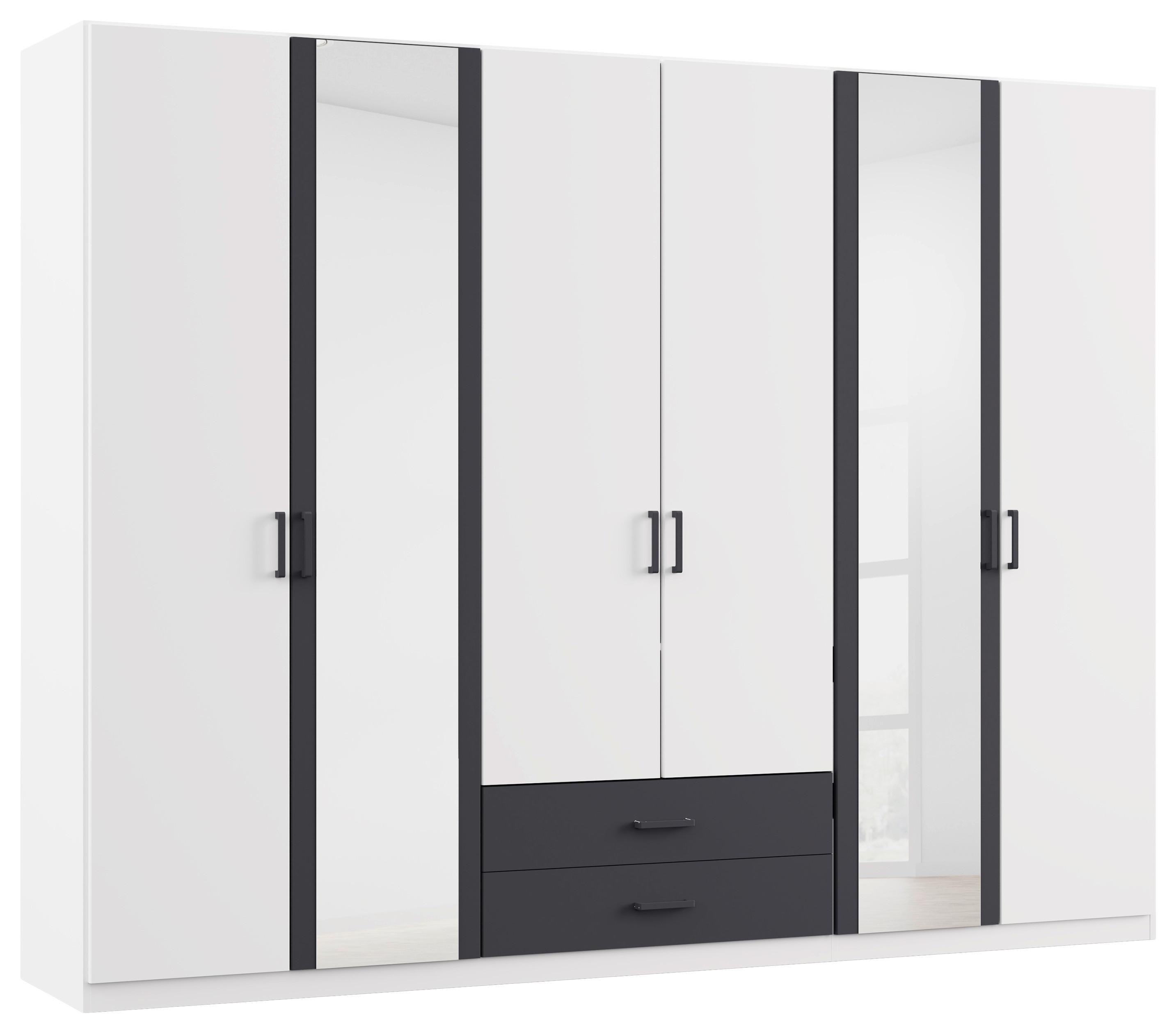 Drehtürenschrank Mit Spiegel B: 271 cm Despina Grau / Weiß