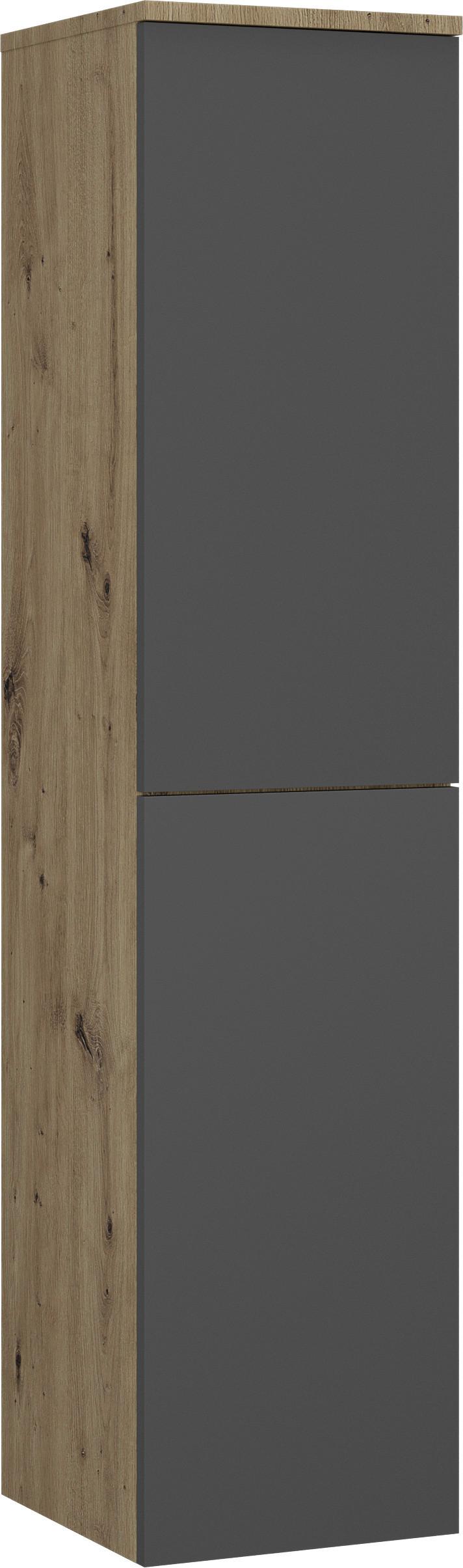 Midischrank C-Line Eichefarben/Anthrazit B: 30 cm - Eichefarben/Anthrazit, MODERN, Glas/Holzwerkstoff (30/132/32cm) - Stylife