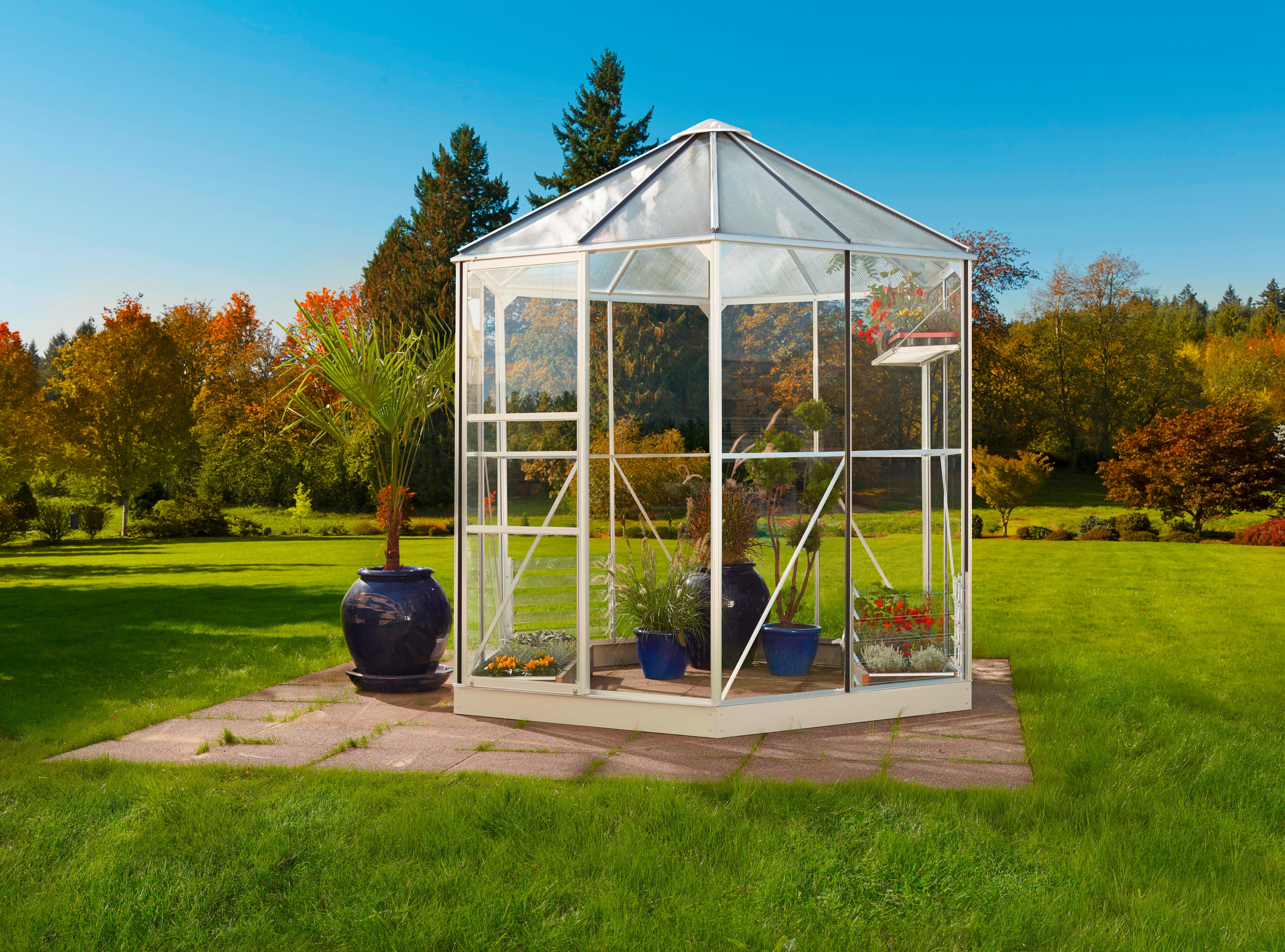Gewächshausbausatz Hera 4500 4,5 m2 Metall/Glas - Weiß, Basics, Glas/Metall (220,9/263,0/252,8cm)