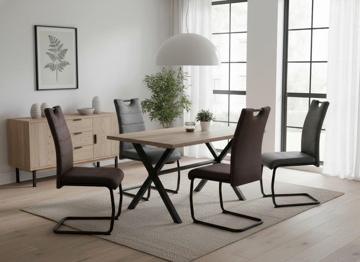 Stuhl Sabrina Microfaser Grau, B: 44 Cm - Anthrazit, KONVENTIONELL, Textil/Metall (44/98/60cm)