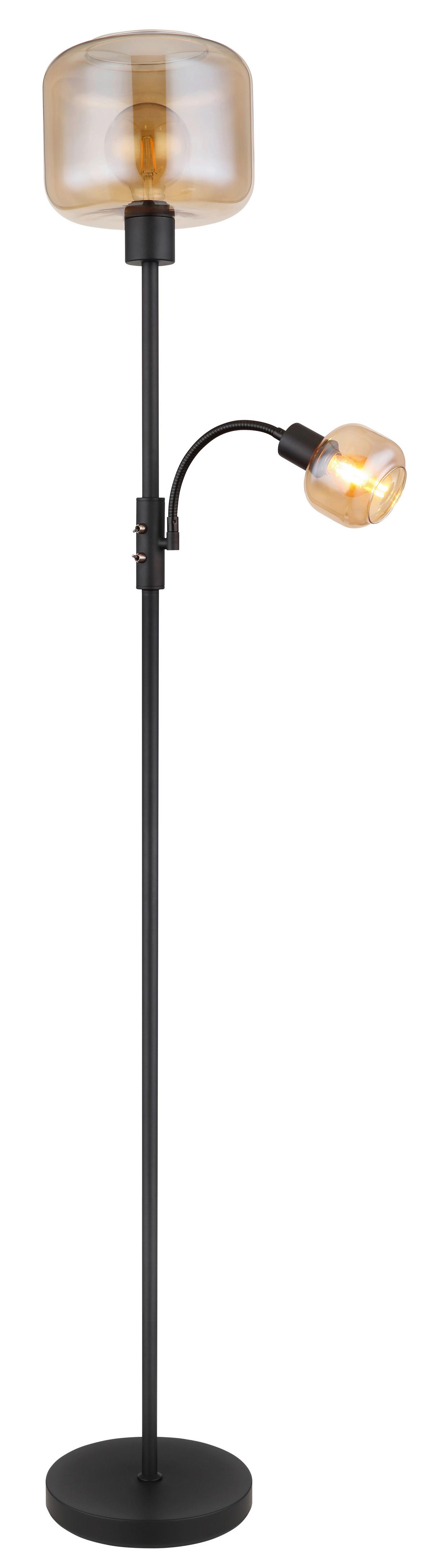 Stehleuchte 15566sa - Schwarz, Design, Glas/Metall (25/165cm) - Globo