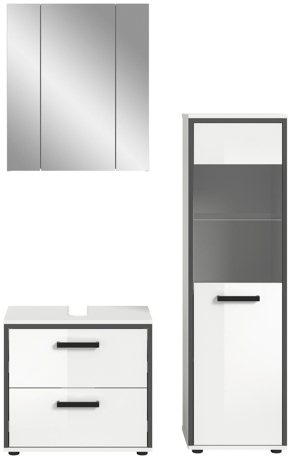 Badezimmer Kojak Schwarz/weiß K: 100 Cm - Weiß Hochglanz/Schwarz, MODERN, Holzwerkstoff (100cm) - MID.YOU