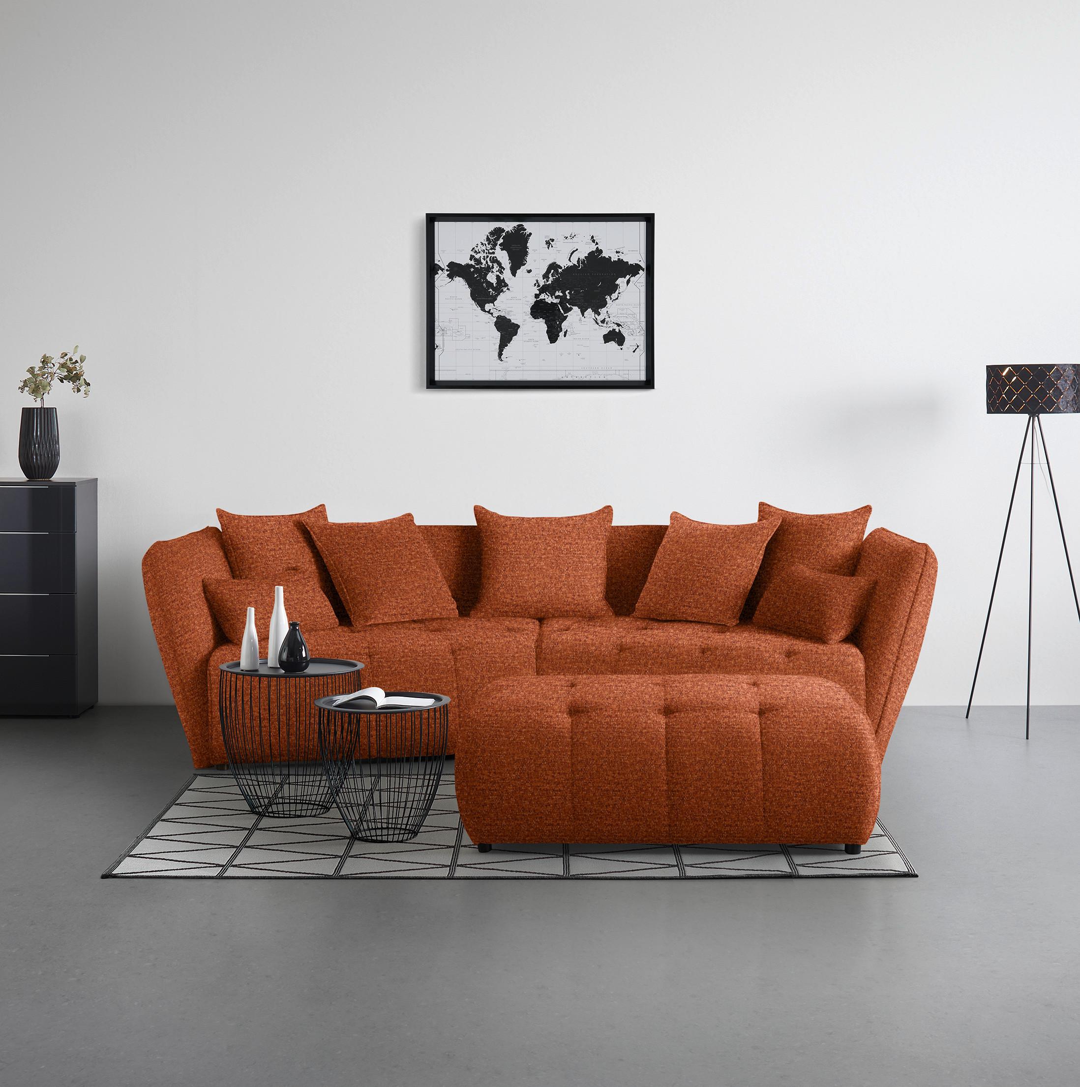 Taburet SOFI, rezavá - černá/rezavá, Moderní, textil (128/48/70cm) - Premium Living