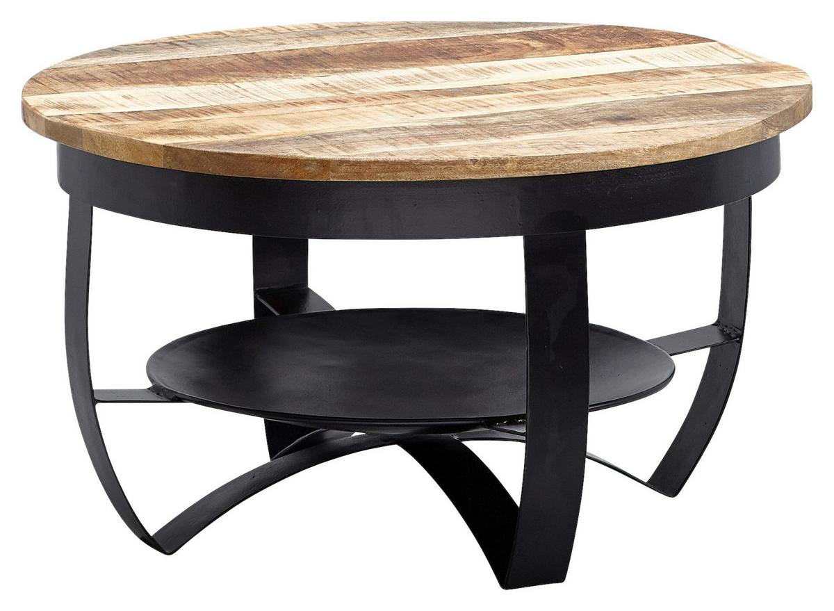 Konferenčný stolík WOHNLING mangové drevo - hnedá/čierna, Modern, kov/drevo (60/60/34cm) - MID.YOU