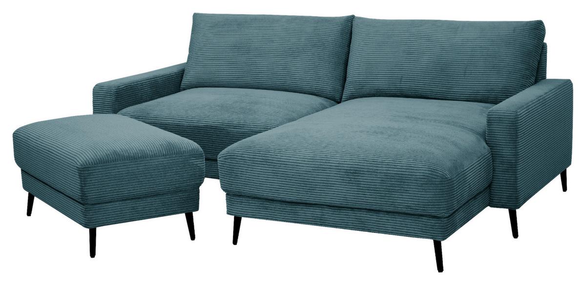 Univerzálna sedačka CORA, tyrkysový menčester - čierna/tyrkysová, Modern, kov/drevo (223/86/161cm) - Mömax