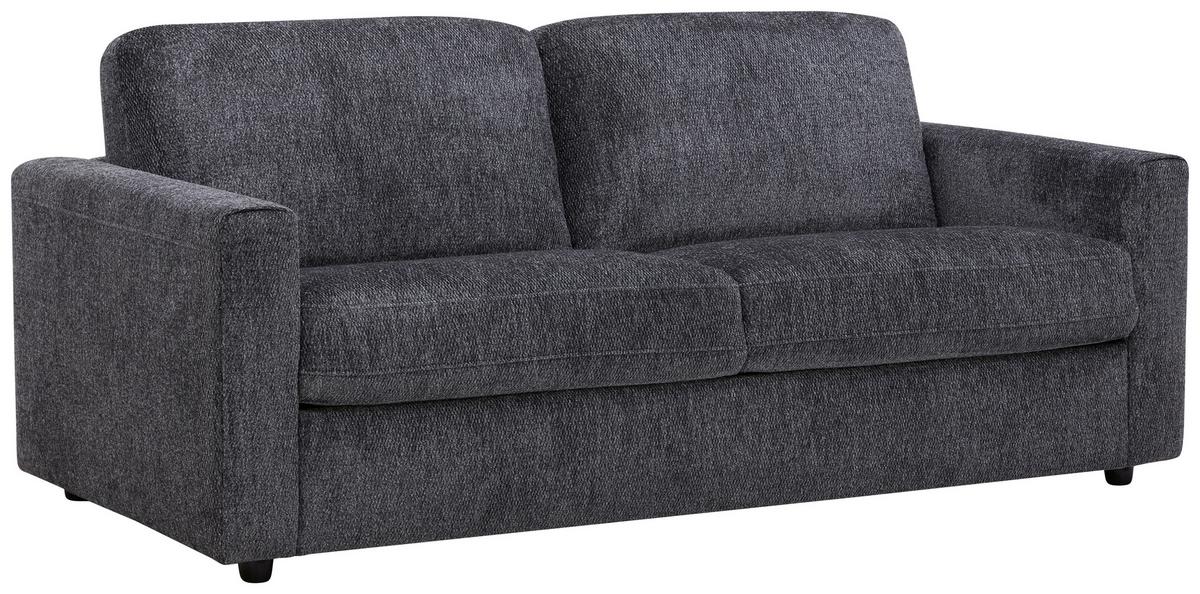 Schlafsofa Kopenhagen dunkelgrau, B: 194cm - Dunkelgrau/Schwarz, MODERN, Holz/Textil (194/95/83cm)