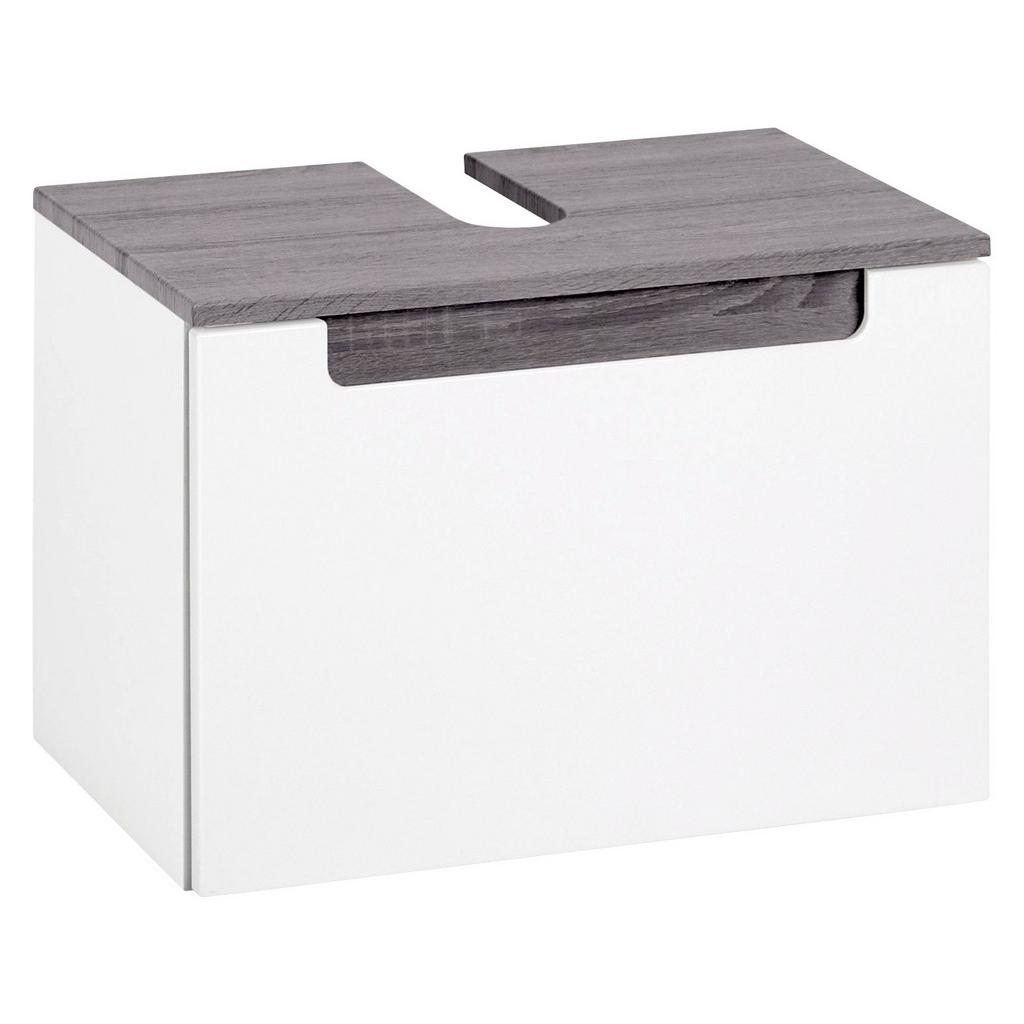 Waschbeckenunterschrank Siena B. 60 cm Silbereiche/Weiß